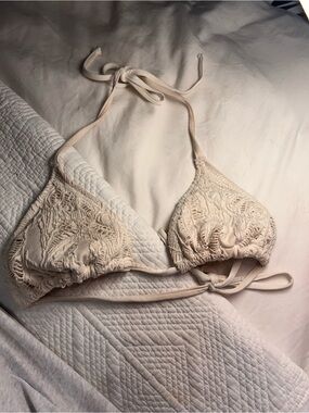 H&M Crochet Triangle Bikini Top in Cream